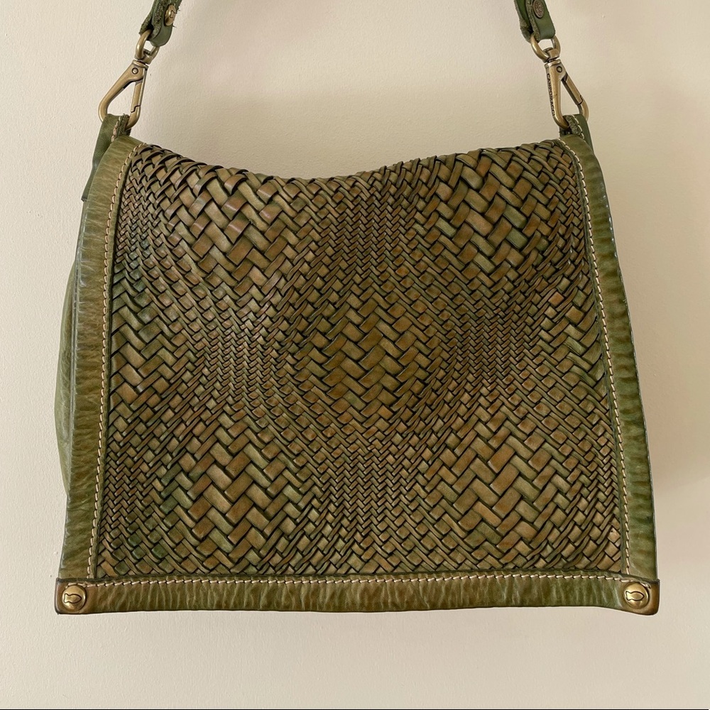 Campomaggi green leather woven Edera bag